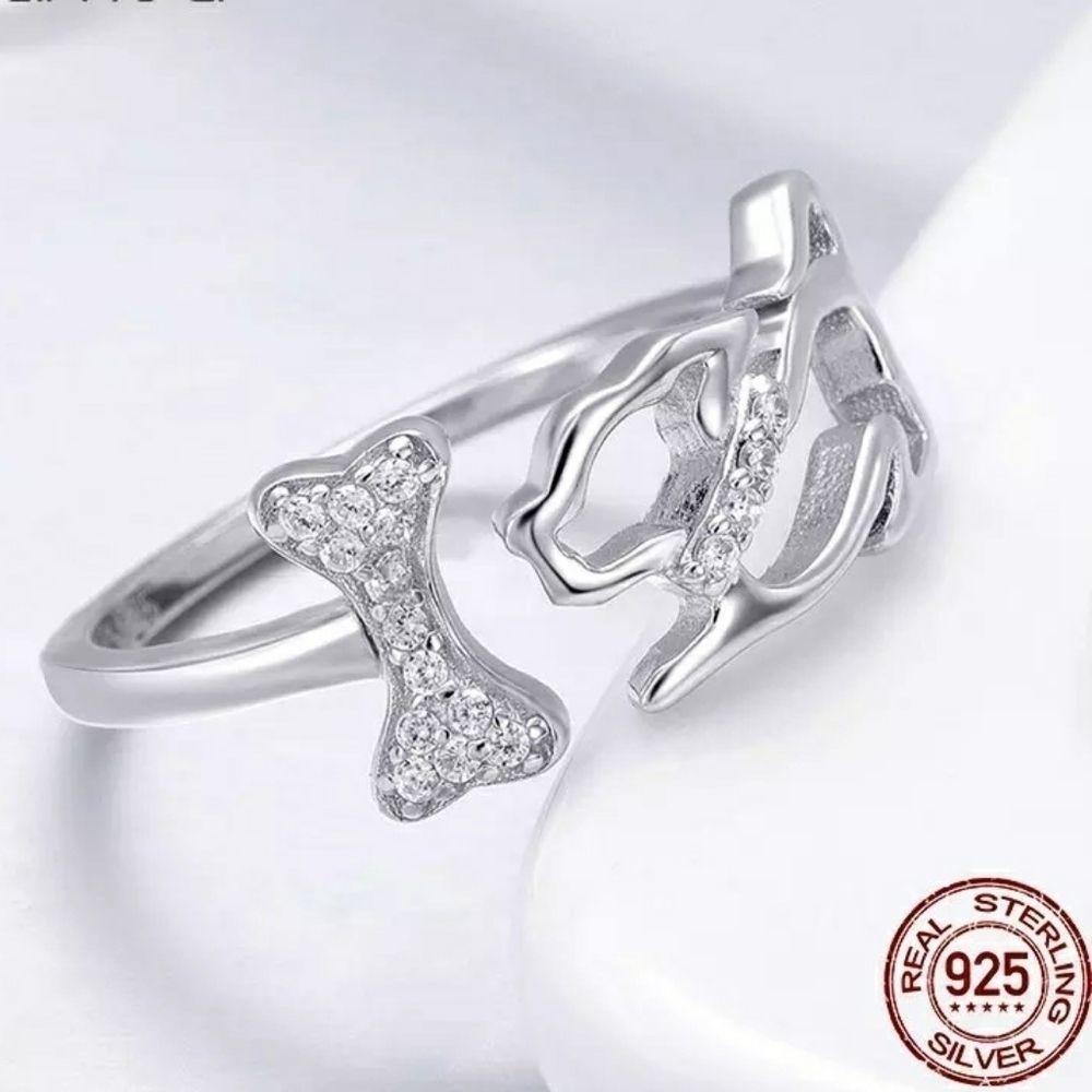 Adorable Dog & Bone Ring - Adjustable Open - Picture 2 of 6